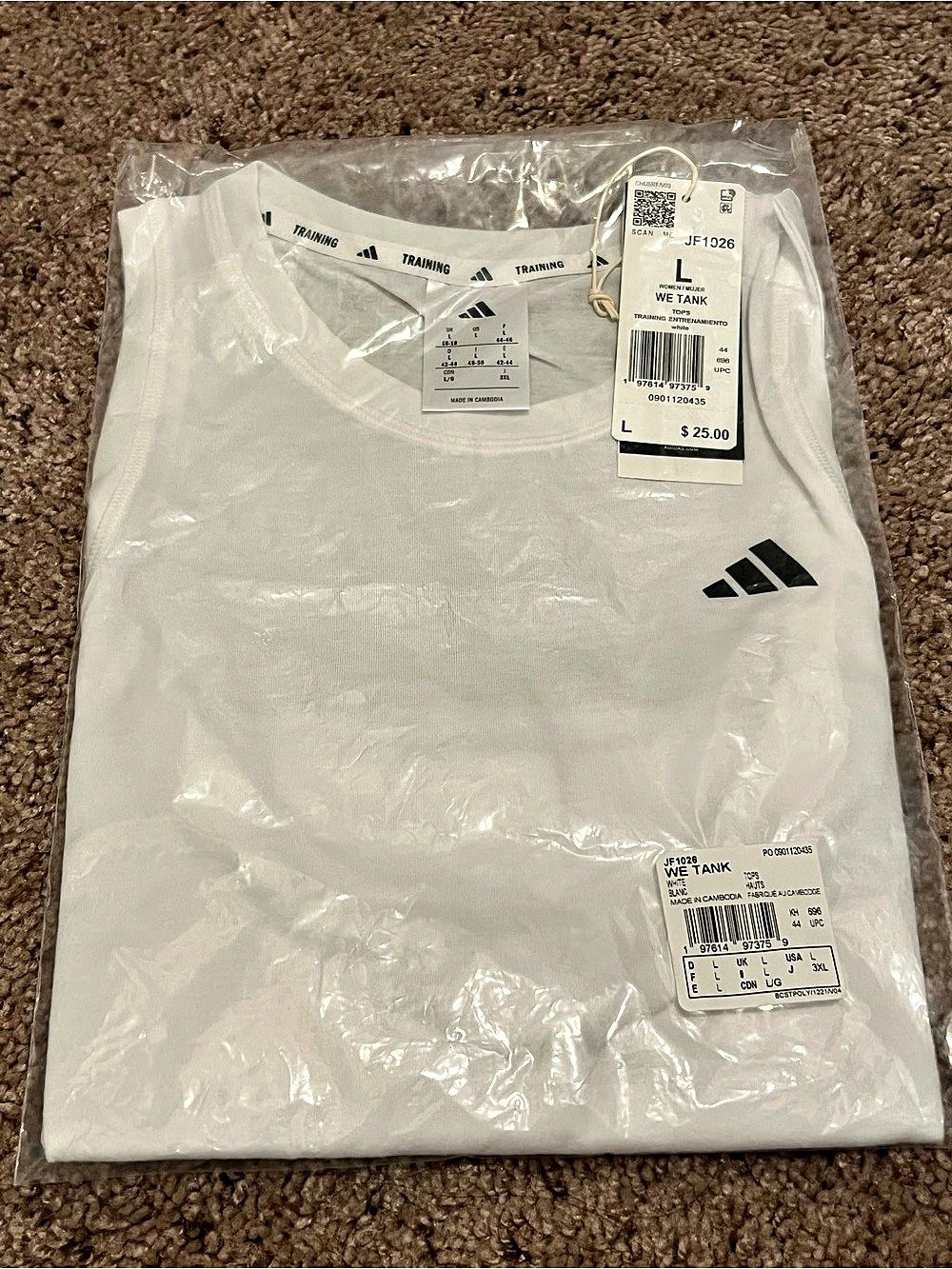 adidas Train Essentials Boxy Workout Tank Top White Large